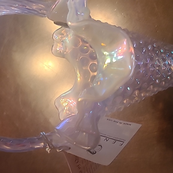 Fenton Nobnail Iridescent Pink Basket - Picture 5 of 7